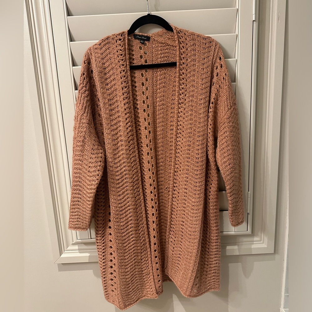 Final Touch Open-Front Knit Cardigan - Peach